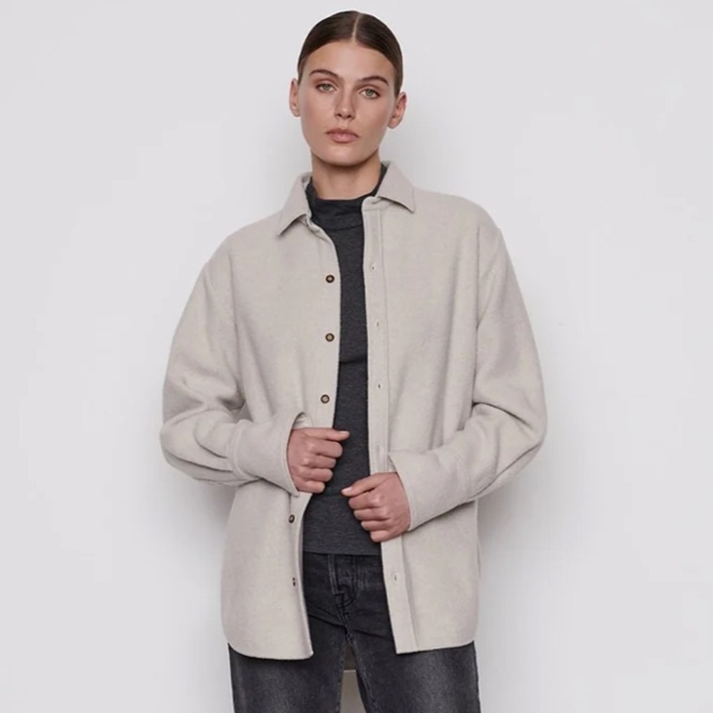 Frame Oversized Shirt Jacket Shacket in Bone | Women’s Size L